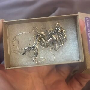 Silver mermaid charm and chain NEW